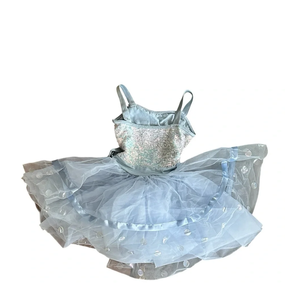 Weissman Silver and Blue Sequin Tutu Dress